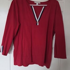 Tommy Hilfiger Red V-Neck Blouse